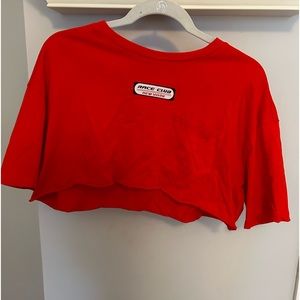 GARAGE red cropped “Race Club” t shirt